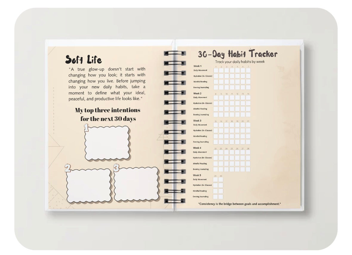 Becoming: A 30-Day Self-Growth Journal & Habit Tracker